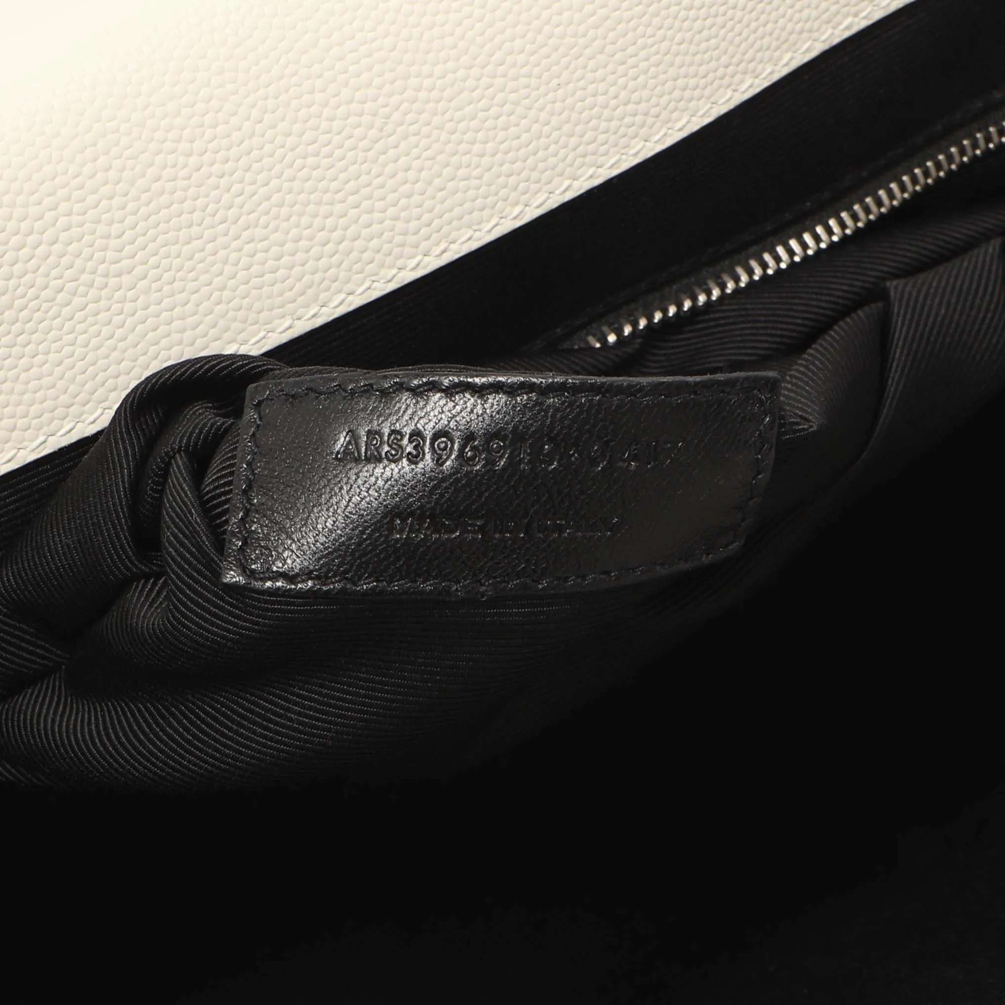 Saint Laurent White Grain De Poudre Matelasse Chevron Large Triquilt Monogram Satchel