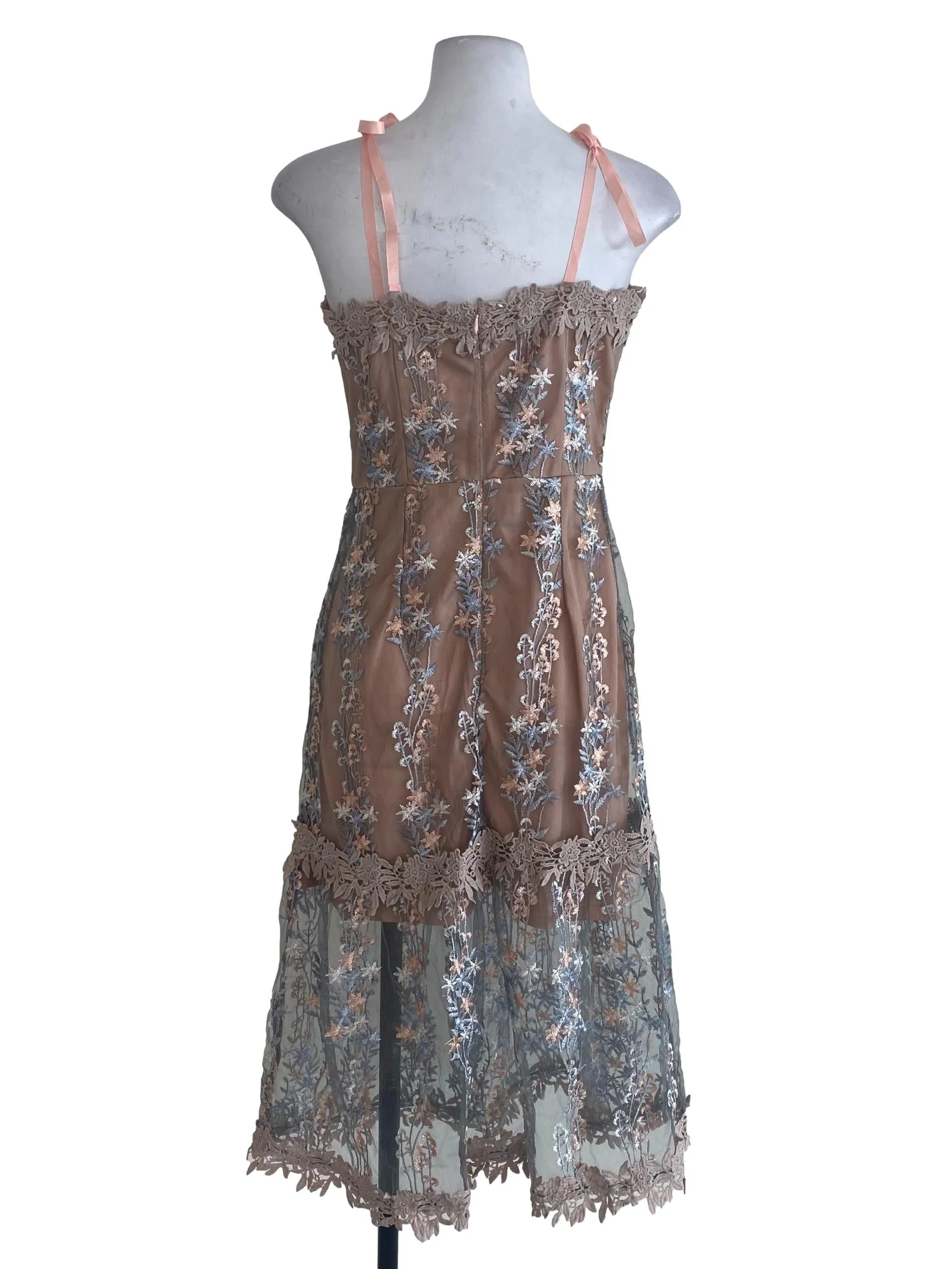 Salmon Grey Laced Dress