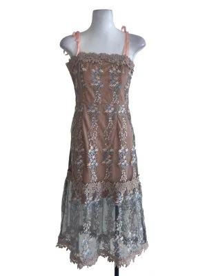 Salmon Grey Laced Dress