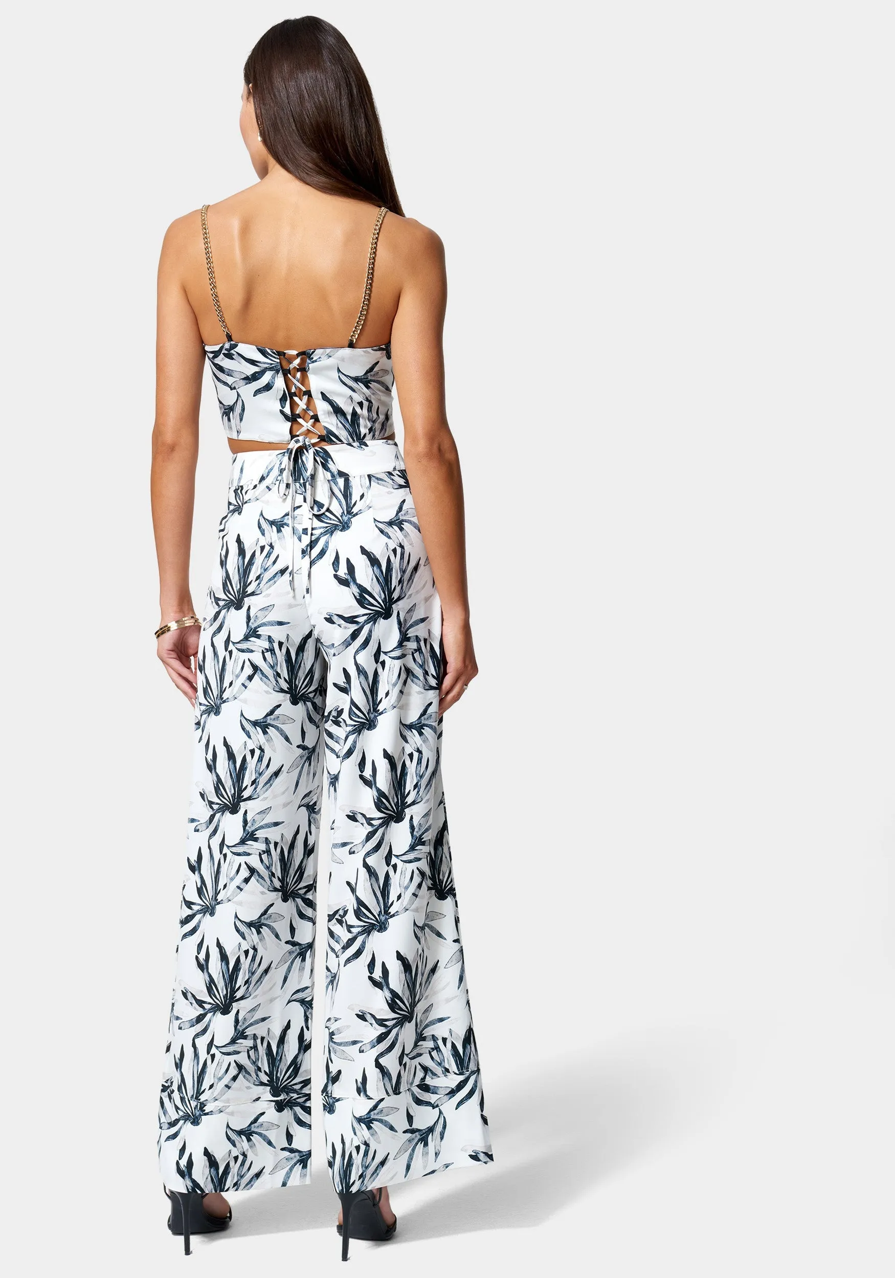 Satin High Waist Wide Leg Pant