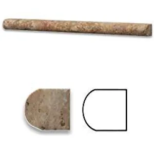 Scabos 3/4" X 12" Travertine Bullnose Pencil Liner Trim