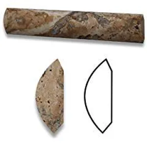 Scabos Travertine Honed 1/2 X 12 Pencil Liner Trim Molding - 4" Sample