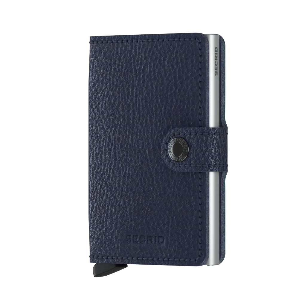 SECRID Miniwallet Leather - Veg Tanned Navy-Silver