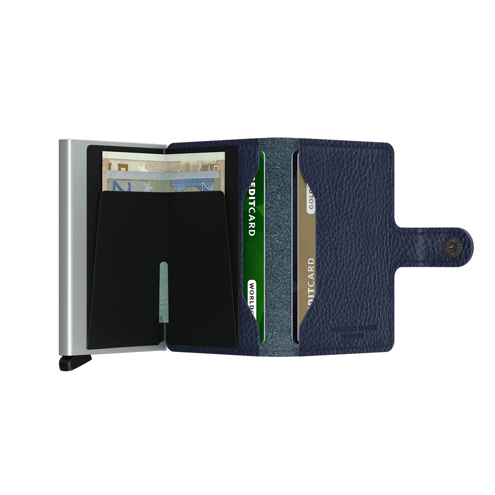 SECRID Miniwallet Leather - Veg Tanned Navy-Silver