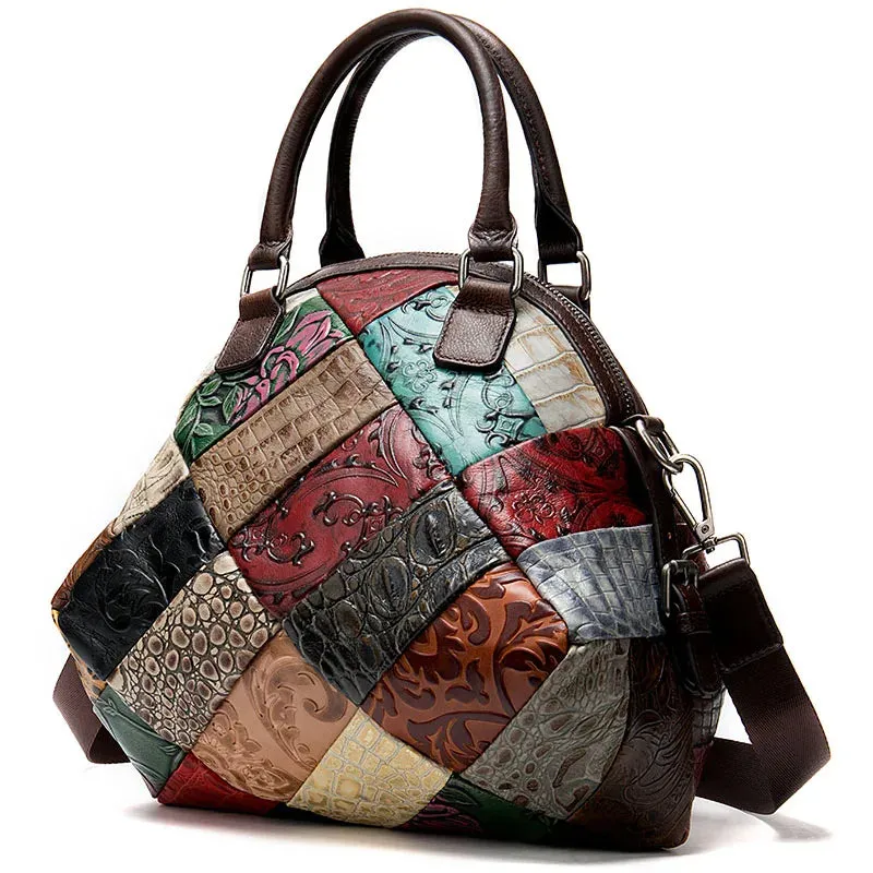 Serena Patchwork Leather Handbag Crossbody Bag for Women - One Size