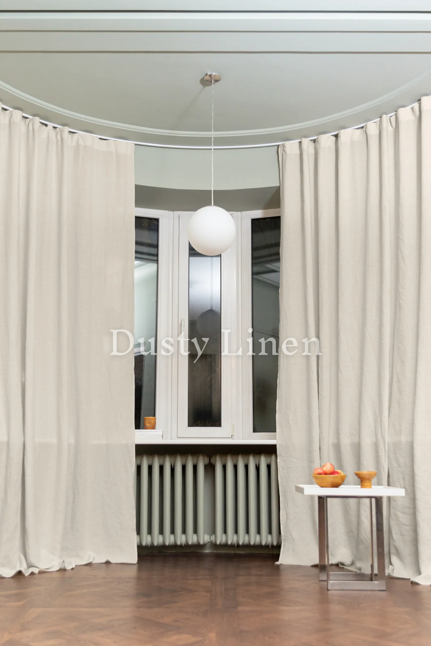 Set of 2 linen curtains (Density: 175 g/m2) in Cream color