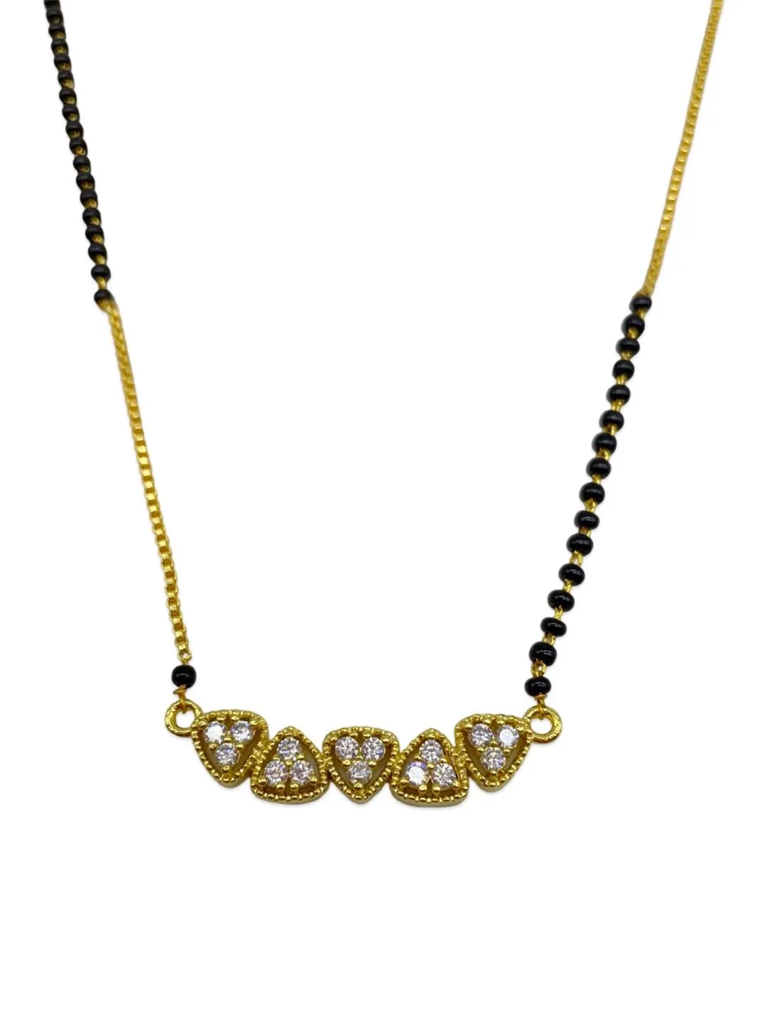 Short Mangalsutra Designs With AD Pendant