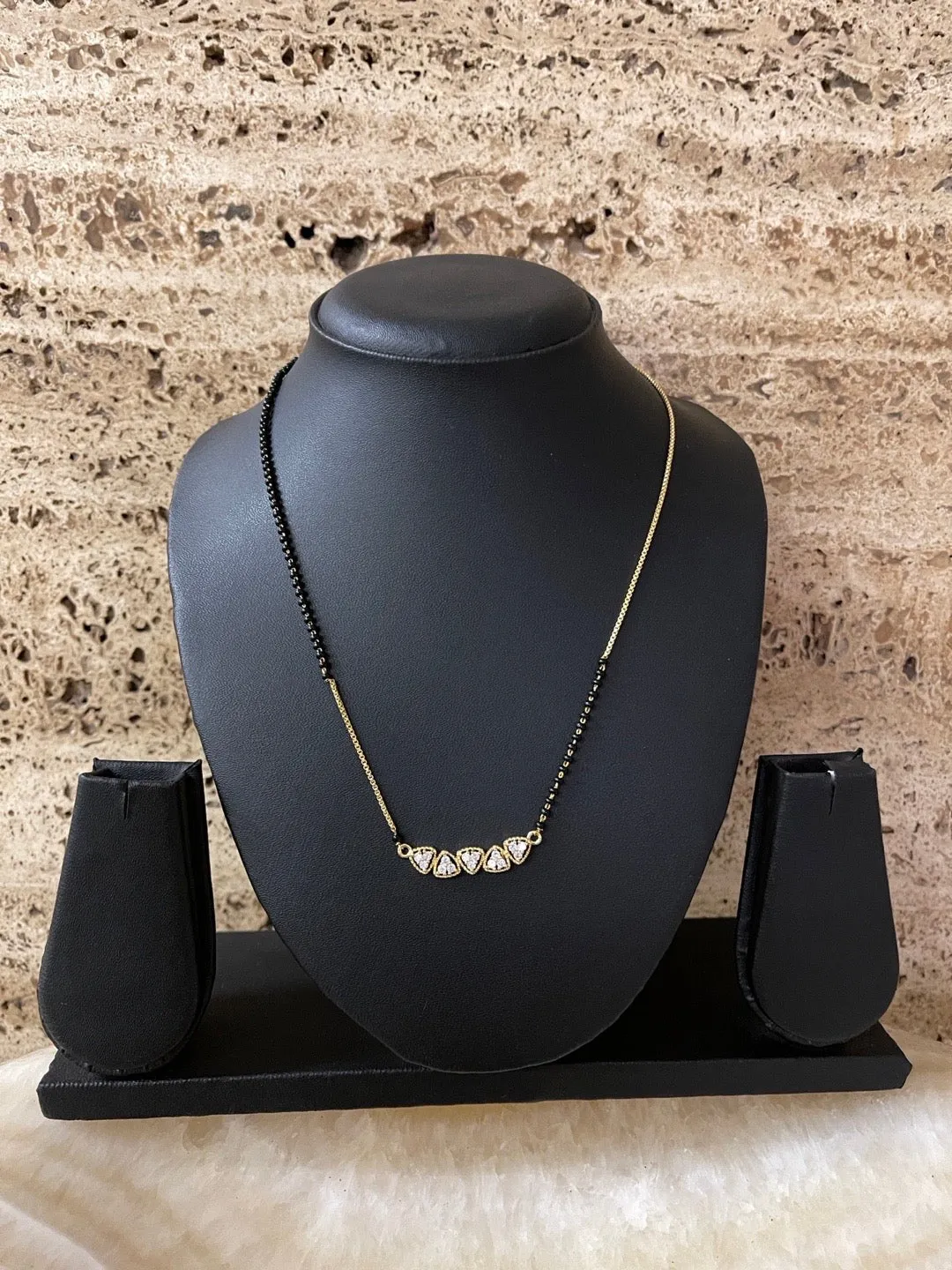 Short Mangalsutra Designs With AD Pendant