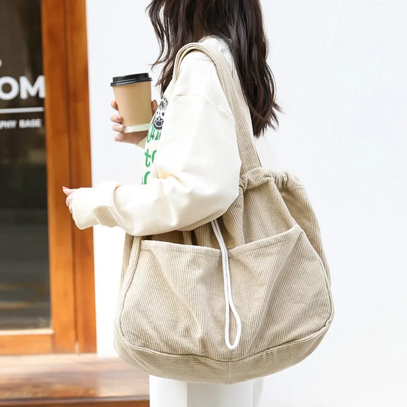Shoulder Bags Drawstring Multi-pocket Handbag