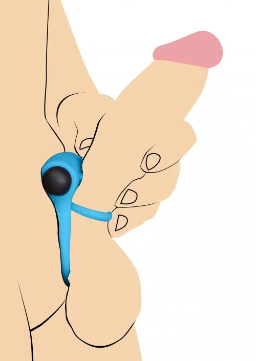 Silicone  Ring and Bullet With Remote Control - Blue