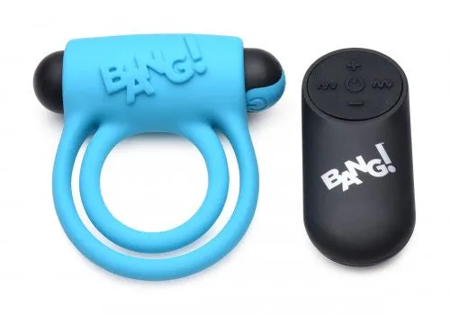 Silicone  Ring and Bullet With Remote Control - Blue