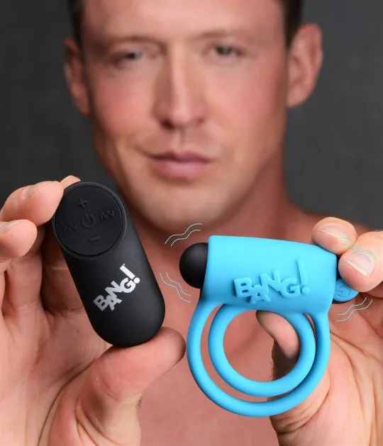 Silicone  Ring and Bullet With Remote Control - Blue