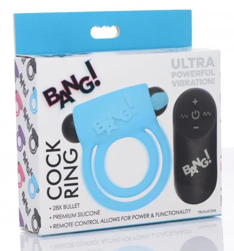 Silicone  Ring and Bullet With Remote Control - Blue