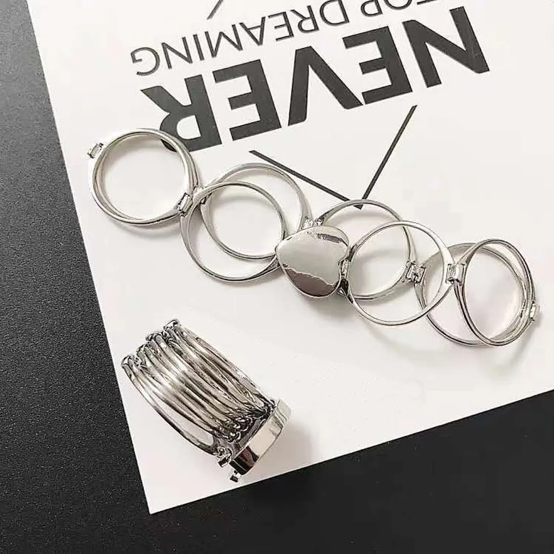 Silver 2 In 1 Retractable Heart Ring Bracelet