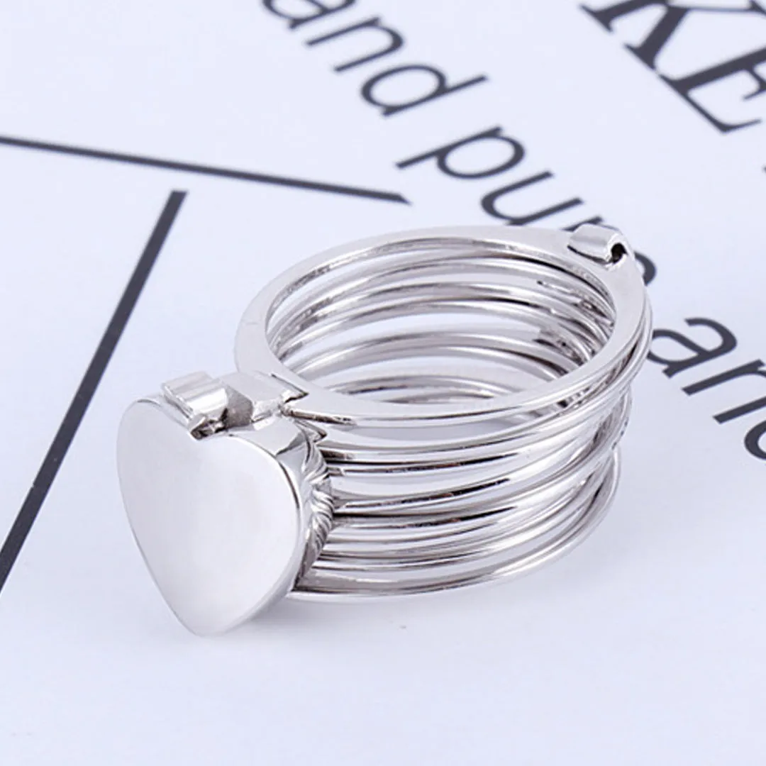 Silver 2 In 1 Retractable Heart Ring Bracelet
