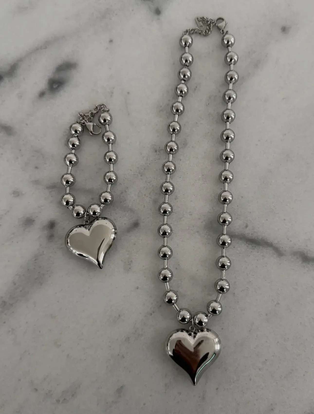 Silver Bubble Heart Necklace
