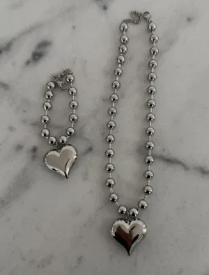 Silver Bubble Heart Necklace