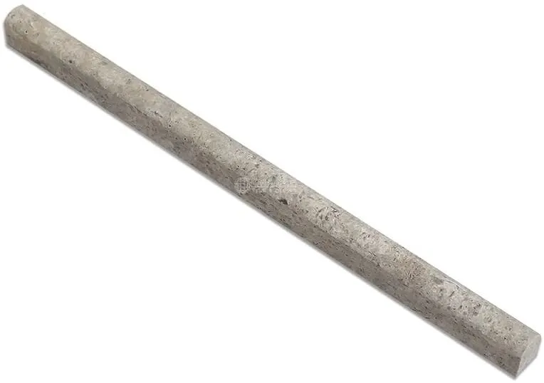 Silver (Pewter Blend) Travertine Honed 3/4 X 12 Bullnose Liner Trim Molding - Standard Quality - BOX of 15 PCS