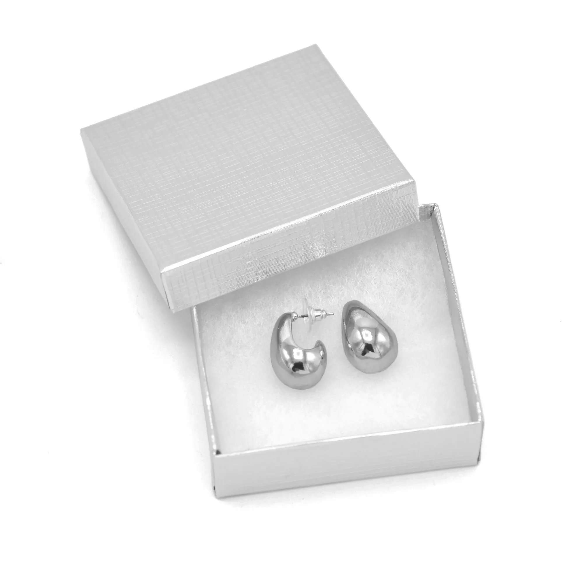 Silver Plated Chunky Lightweight Gold Hoop Earrings #GLE2941S(GF9)