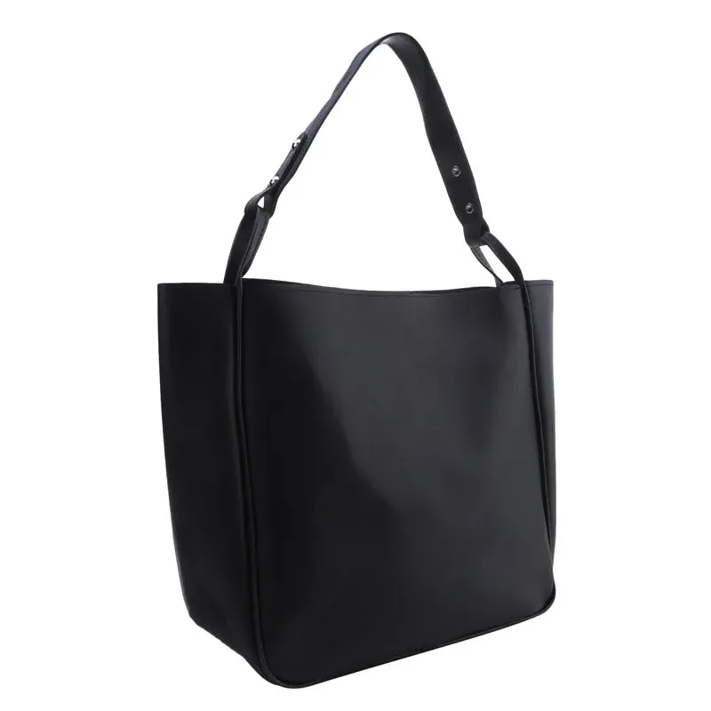 Simple Women Bucket Shoulder Bags New Solid Color Handbags Retro Large Capacity Tote Bags Large Capacity