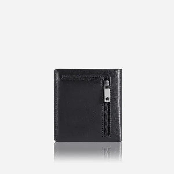 SLIM BIFOLD CARD HOLDER WITH COIN, SOFT BLACK
