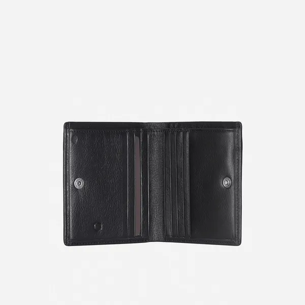 SLIM BIFOLD CARD HOLDER WITH COIN, SOFT BLACK