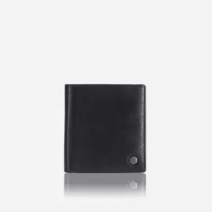 SLIM BIFOLD CARD HOLDER WITH COIN, SOFT BLACK
