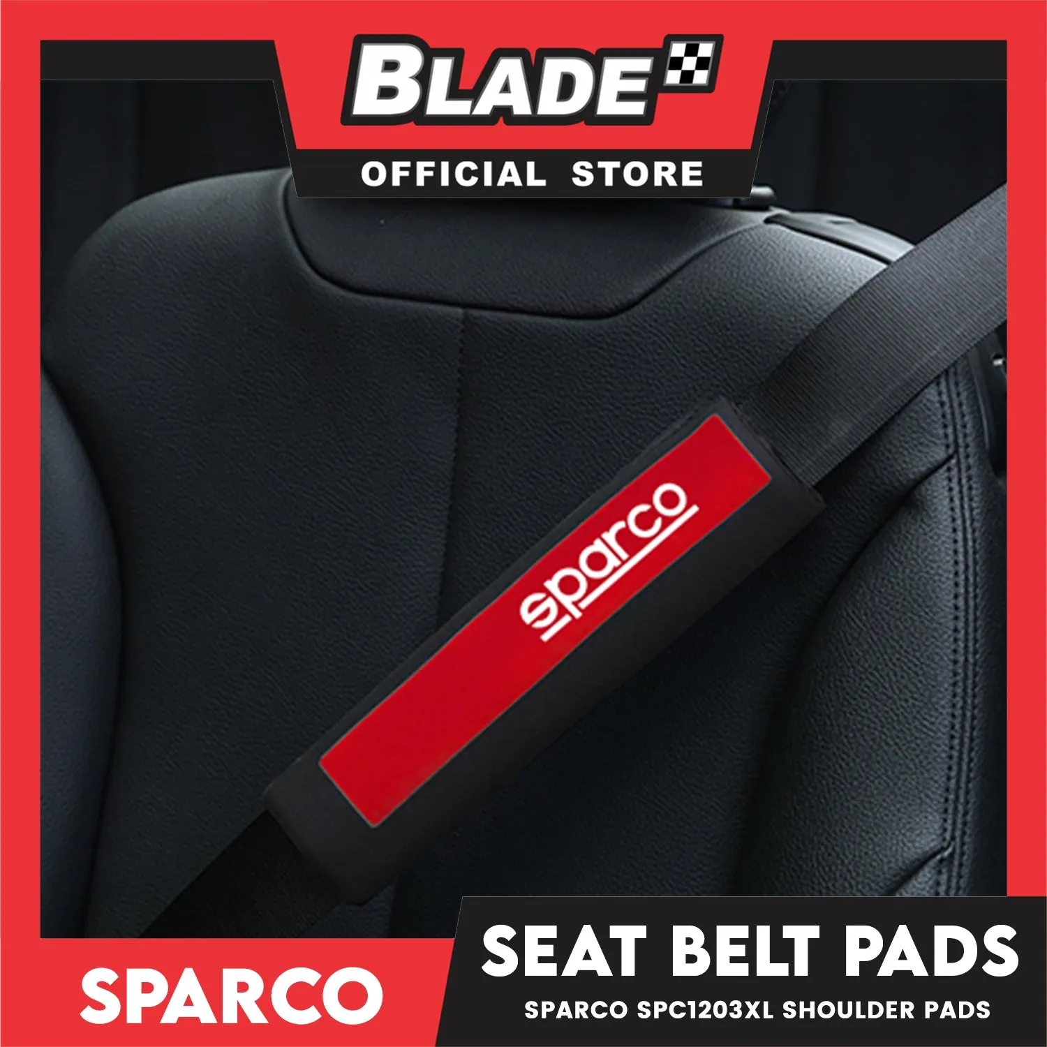 Sparco Seat Belt Pads, Shoulder Pads Set of 2pcs SPC1203XL (Black/Red)