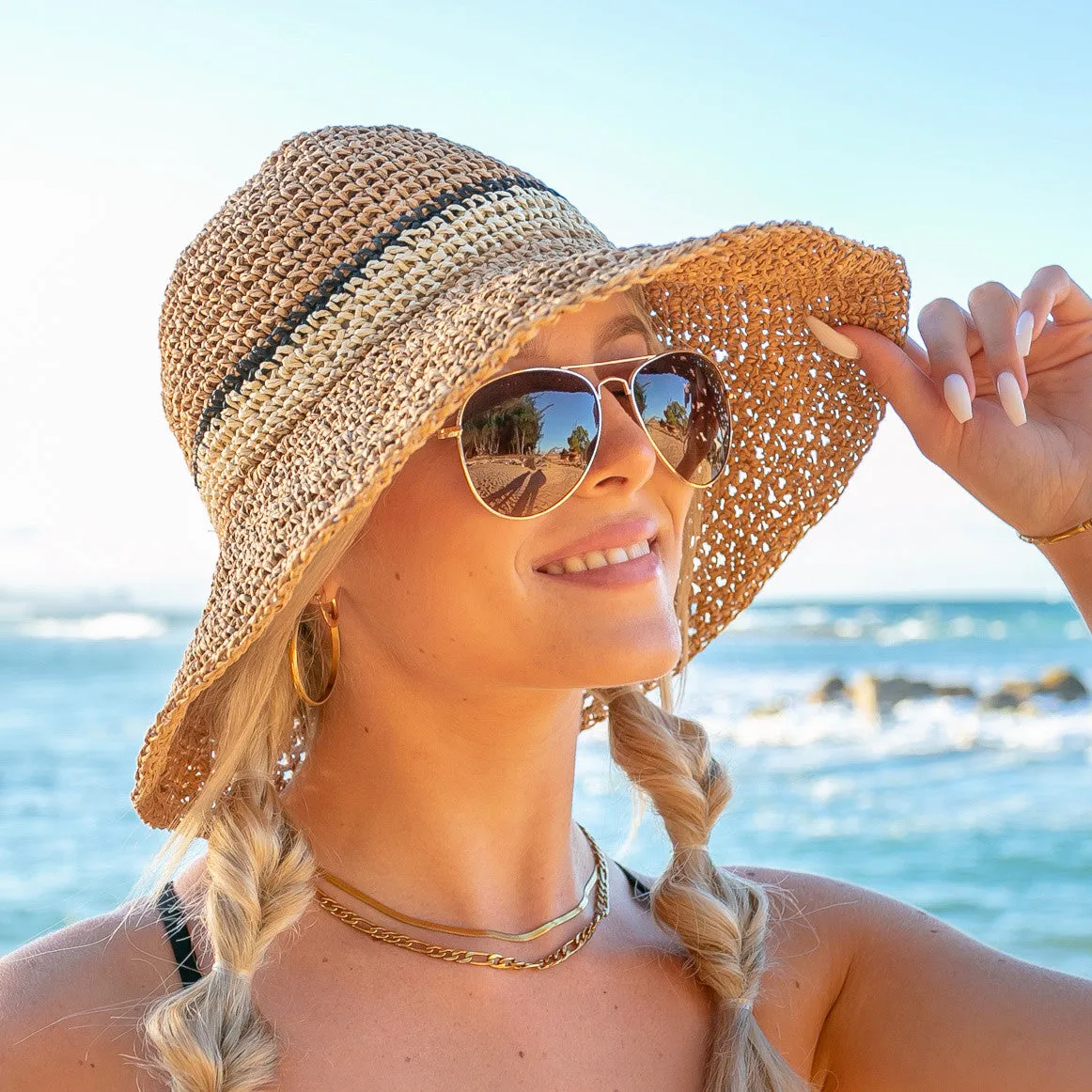 Stripe Accent Straw Hat