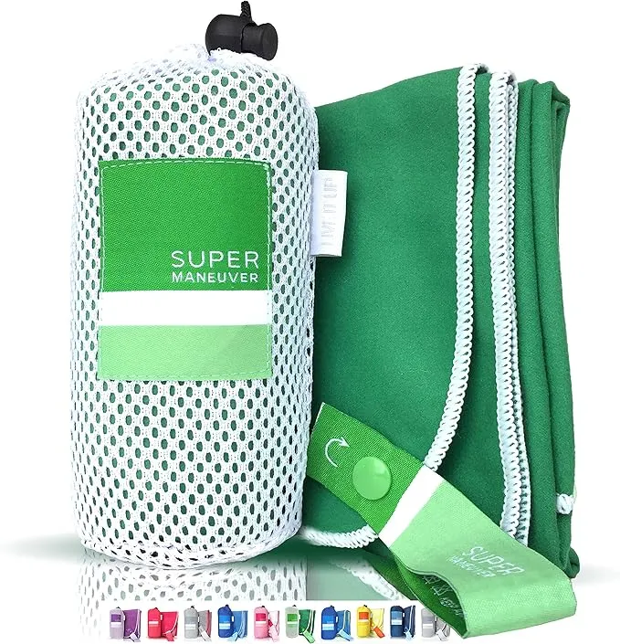 Super Towel for Sports, Beach & Travel — Lightweight, Compact, Absorbent, Quick-Drying, Soft Microfiber Suede — Awesome for pool, gym, yoga, bath, camping (Medium 40x20", Extra Large 60x32")