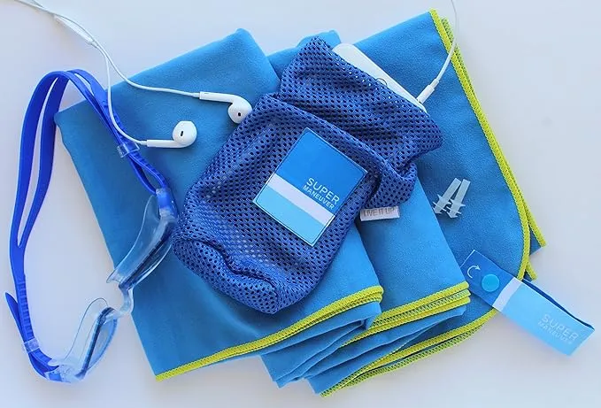 Super Towel for Sports, Beach & Travel — Lightweight, Compact, Absorbent, Quick-Drying, Soft Microfiber Suede — Awesome for pool, gym, yoga, bath, camping (Medium 40x20", Extra Large 60x32")