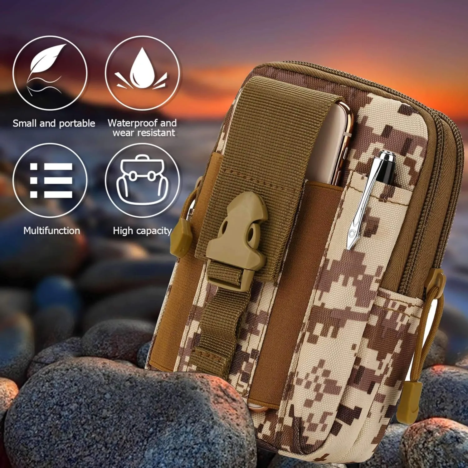 Tactical MOLLE Military Pouch Waist Bag for Hiking, Running and