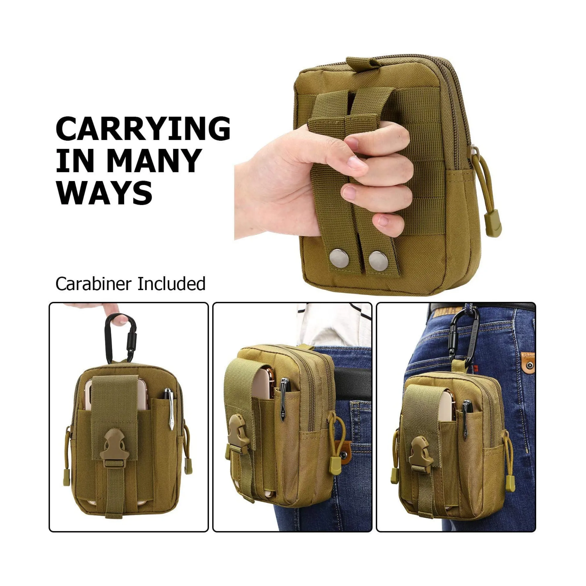 Tactical MOLLE Military Pouch Waist Bag for Hiking, Running and