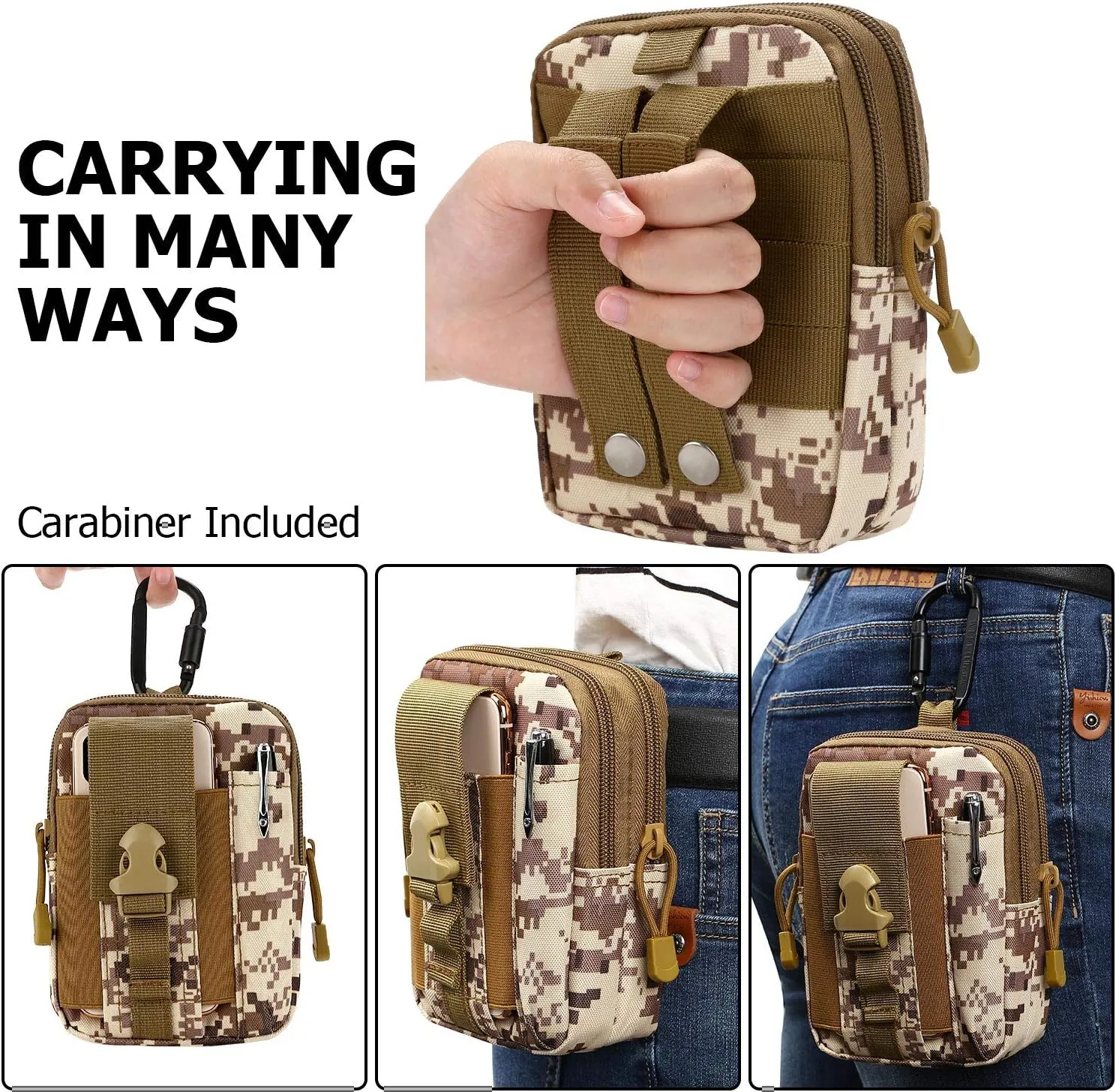 Tactical MOLLE Military Pouch Waist Bag for Hiking, Running and
