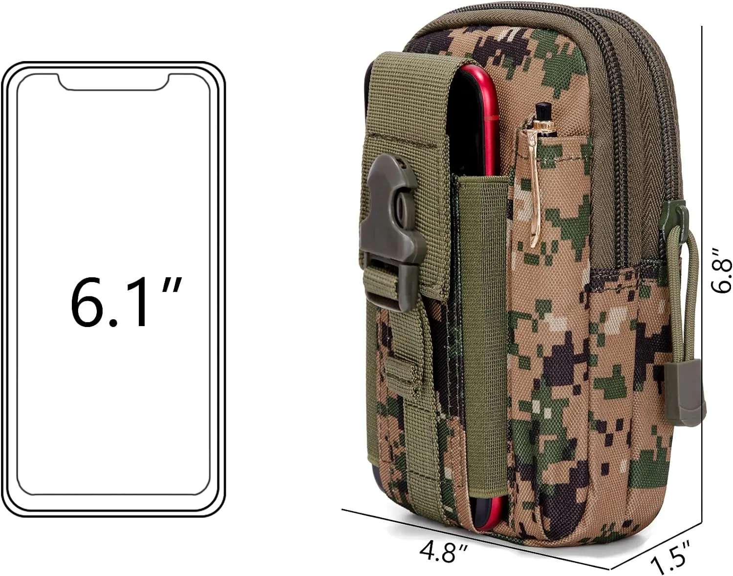 Tactical MOLLE Military Pouch Waist Bag for Hiking, Running and
