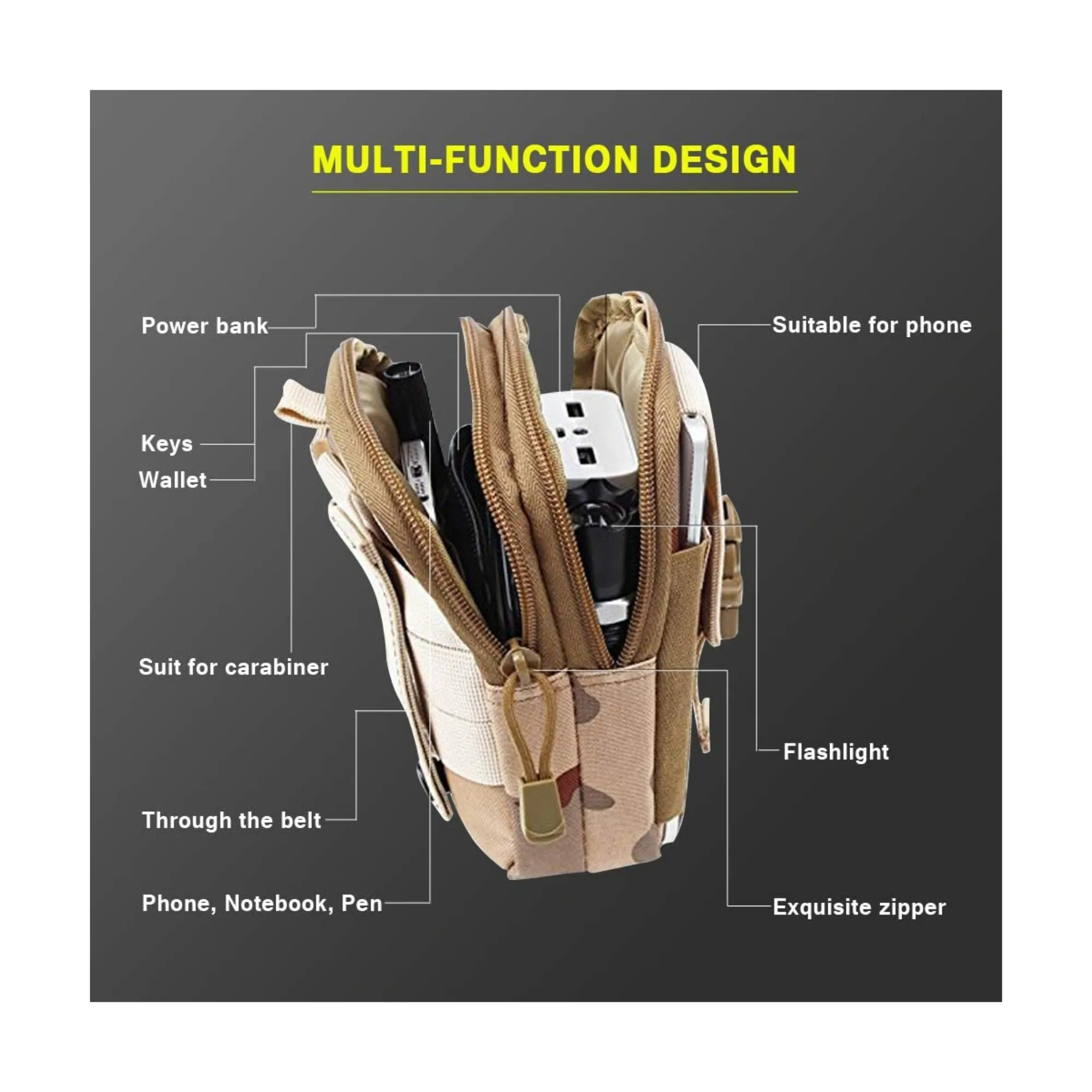 Tactical MOLLE Military Pouch Waist Bag for Hiking, Running and