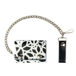 TC304-220  Tri-Fold Wallet w/ Chain- Multi-Peace Signs