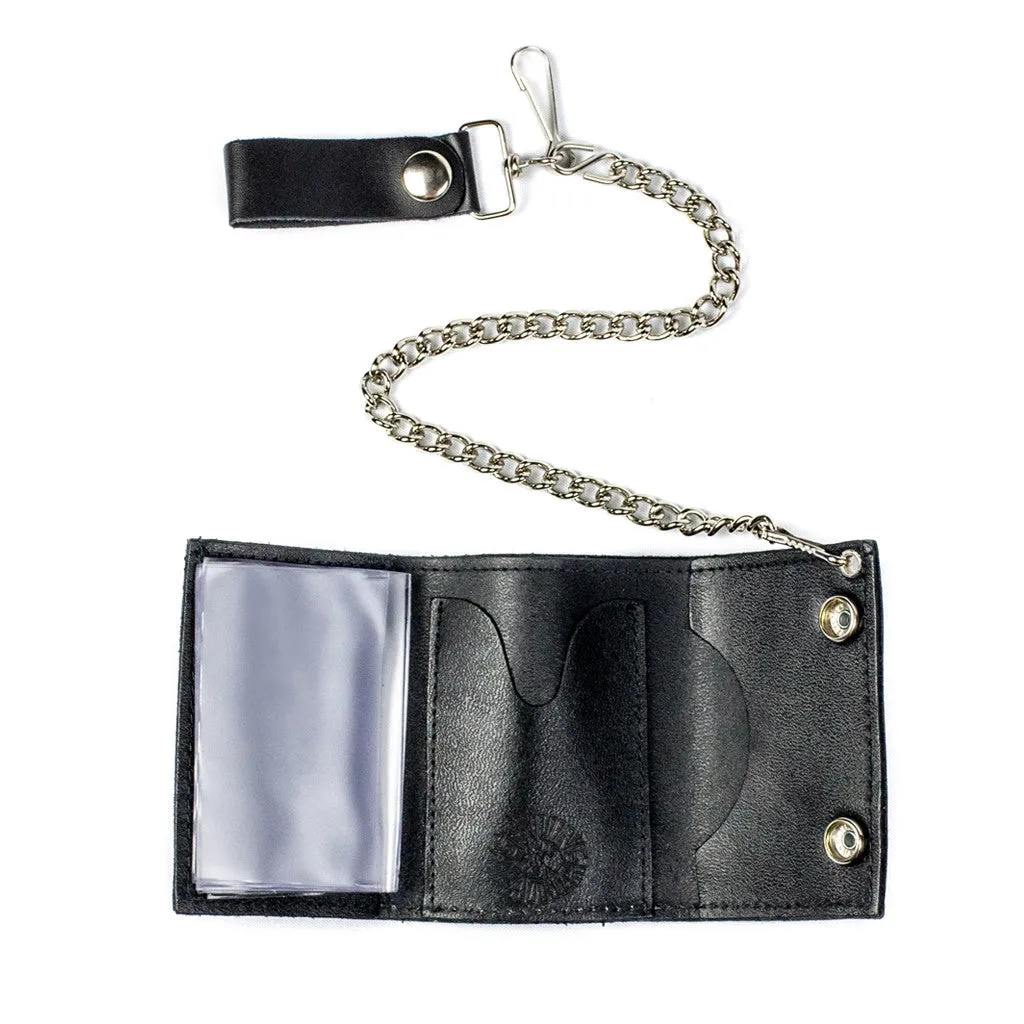 TC304-220  Tri-Fold Wallet w/ Chain- Multi-Peace Signs