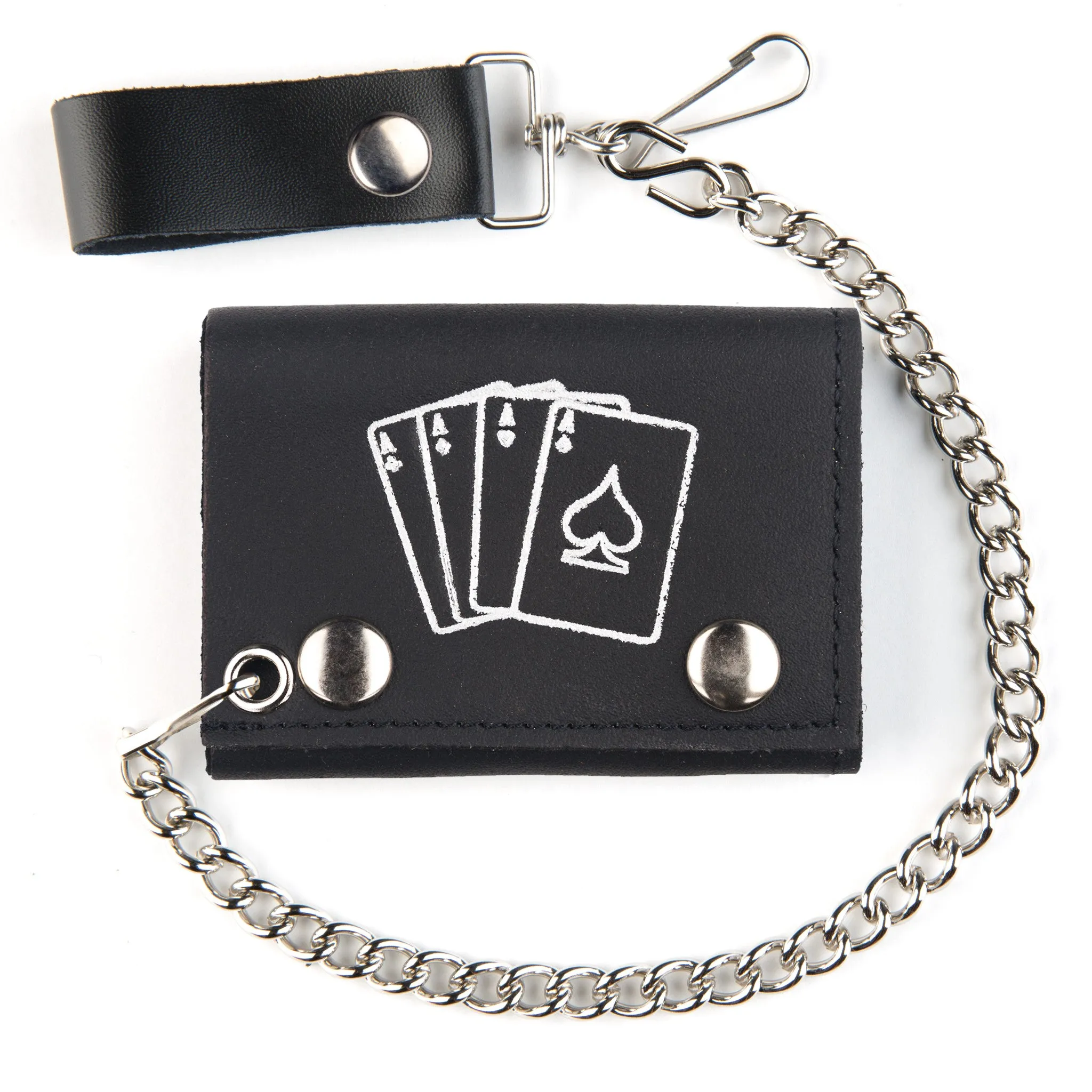 TC304-28  Tri-Fold Wallet w/ Chain- Four Aces