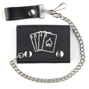 TC304-28  Tri-Fold Wallet w/ Chain- Four Aces