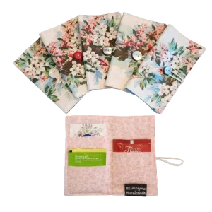 Tea Wallet - Bouquet on Cream and Green