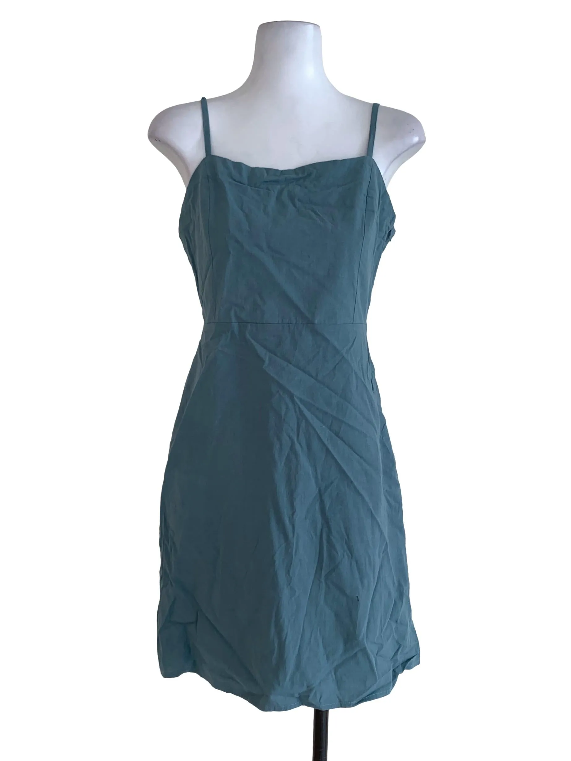 Teal Plain A-Line Dress LB