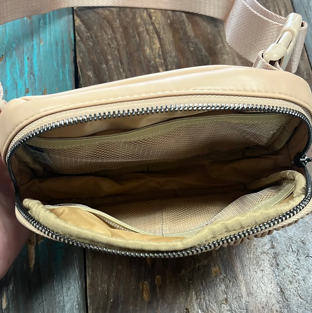The Camel Pleated Faux Leather C.C Belt Bag