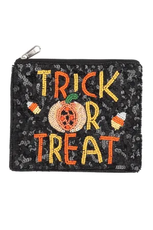 TRICK OR TREAT HALLOWEEN SEQUIN COIN POUCH