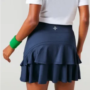 Tuckernuck Tnuck Sport Navy and Trellis 14 Inch Ruffle Skirt M