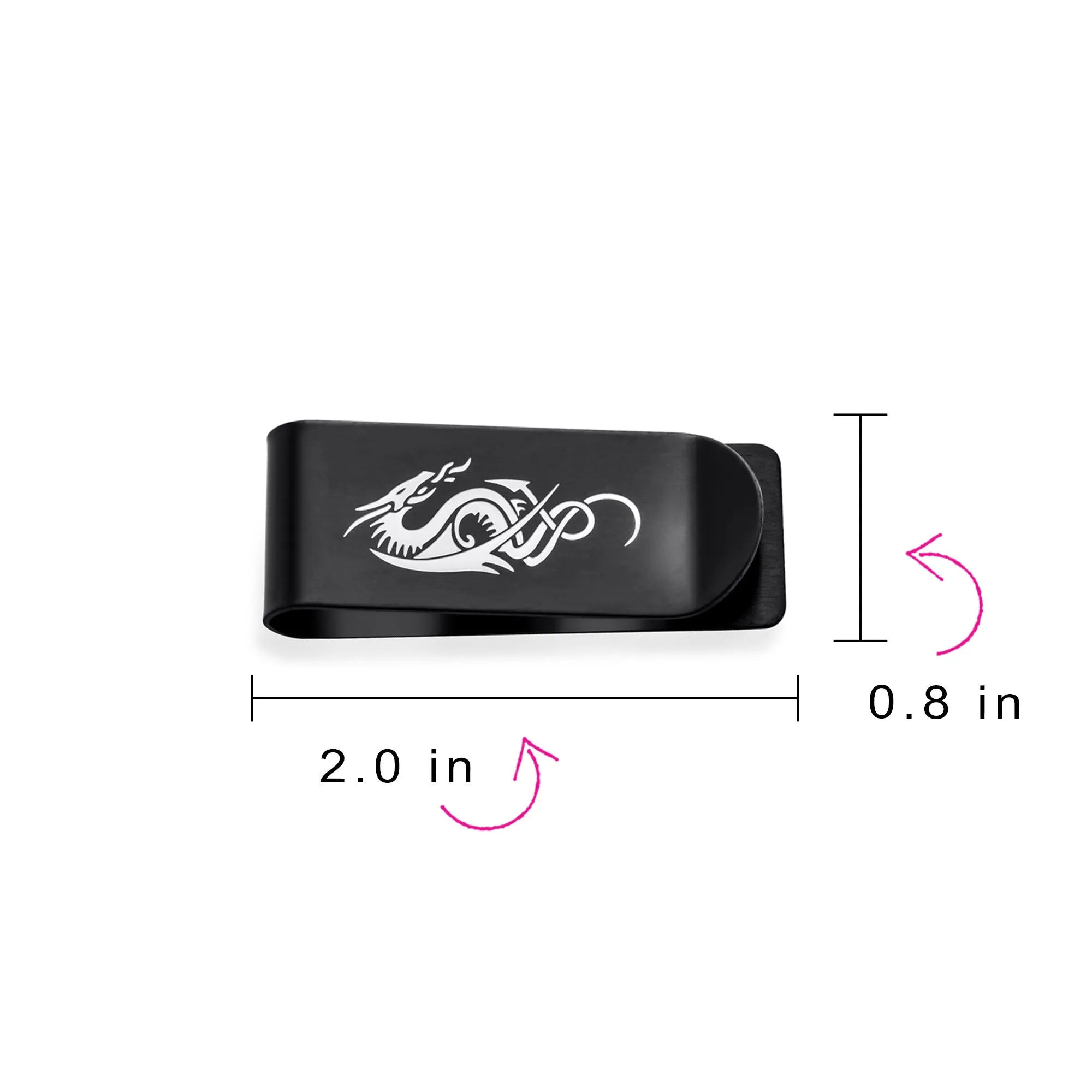 Two Tone Dragon Men Money Clip Card Holder - Black IP Stainless Steel Gift