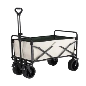 Ulife Foldable Camping Cart with 8-Inch Wide Wheels and Brakes - Khaki
