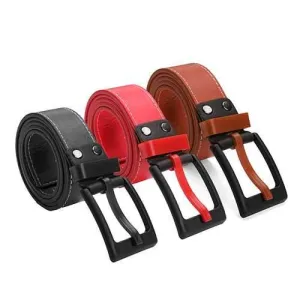 Unisex Women Men Leather Plastic Buckle Strap Jelly Adjust Waist Belt