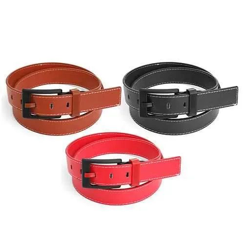 Unisex Women Men Leather Plastic Buckle Strap Jelly Adjust Waist Belt