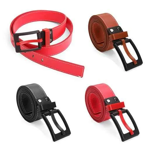 Unisex Women Men Leather Plastic Buckle Strap Jelly Adjust Waist Belt